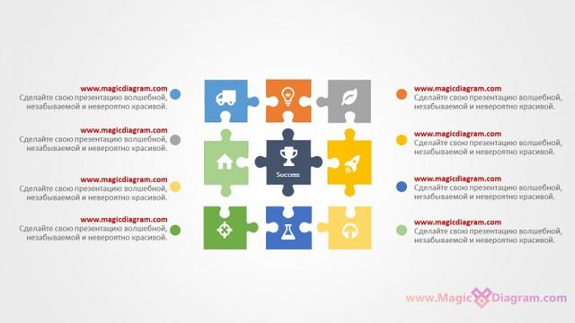 Шаблон діаграми для PowerPoint: Квадрат із пазла