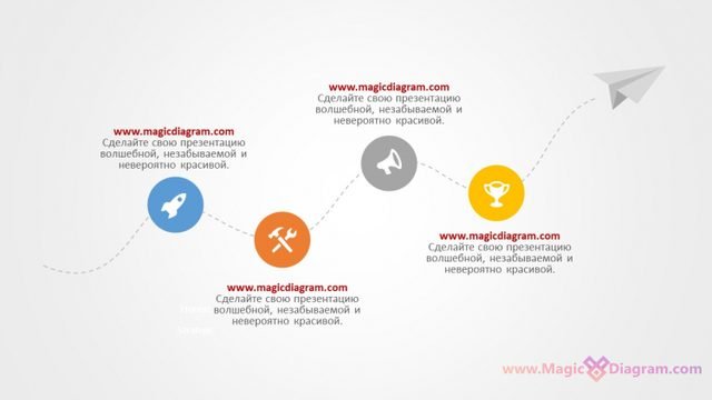 Шаблон діаграми для PowerPoint: Траєкторія паперового літачка